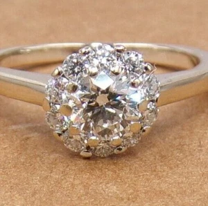 18K White Gold Hearts On Fire Diamond Halo Engagement Ring Size 4.5 LLA2 - Picture 1 of 9