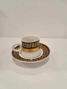 NEW 12pcs Espresso Coffee Set 6 cups /6 Saucer Black & Gold Greek Design 3oz - Picture 1 of 1