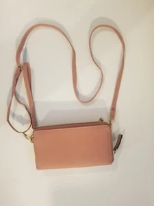 Rose Mauve Crossbody Wristlet Bag Phone Pckt Zip Around Adj/Rem Straps 7X4" NWOT - Picture 1 of 18