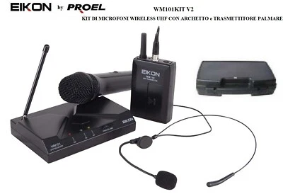 EIKON by PROEL WM101KIT V2 DOPPIO RADIOMICROFONO UHF SISTEMA PALMARE + ARCHETTO - Immagine 1 di 4