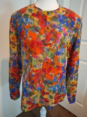 Blusa vintage Austin Reed para mujer 100 % seda estampado floral talla 6 silenciosa de lujo Foto 1 de 4