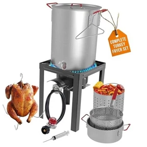GasOne 30QT Set Friggitrice per Tacchino e 10QT Friggitrice per Pesci, Vaporiera per Bollire Frutti di Mare,  - Foto 1 di 8