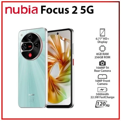 NEW ZTE nubia Focus 2 5G GREEN 8GB+256GB Dual SIM Unlocked Android Mobile Phone - Bild 1 von 3