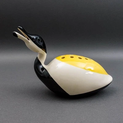 Jarrón Royal Copenhagen Dinamarca Aluminia Nils Thorsson Columbine pájaro flor rana Foto 1 de 4