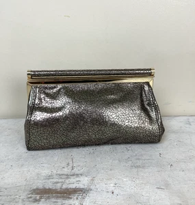 REISS Gold Metallic Clutch Bag Animal Print Party Evening Occasion Wear - Picture 1 of 8