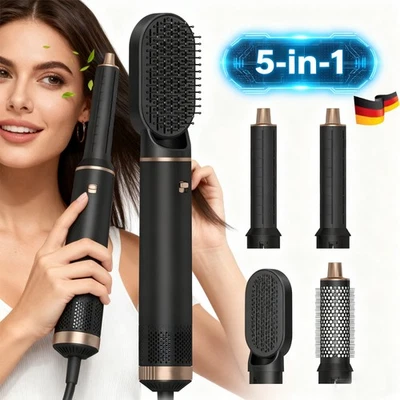 5 in1 Multi Hair Styler Hot Air Brush Hair Dryer with Curling Iron 110,000 RPM - Image 1 of 4