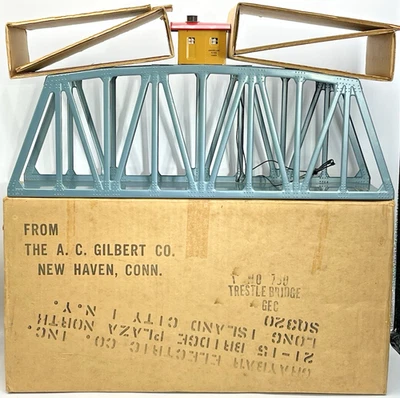 American Flyer S Ga. 750 Illum. Ponte cavalete - Cinza azulado em OB com inserções EXCELENTE - Imagem 1 de 4