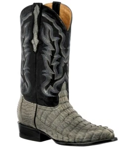 Botas vaqueras grises occidentales para hombre piel cola de cocodrilo punta en J botas talla 7, 7,5, 8 - Imagen 1 de 5