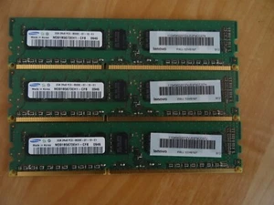 6 GB Samsung 3x 2 GB ECC M391B2873EH1-CF8 Unbuffered PC3-8500E - Bild 1 von 1
