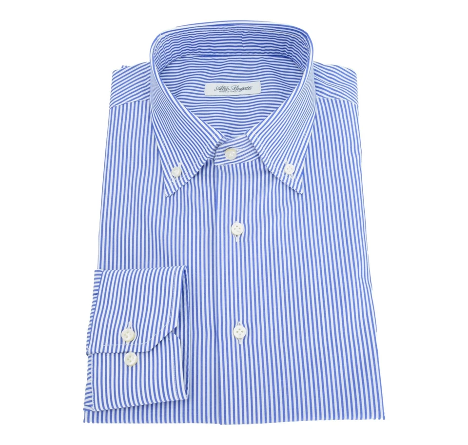 Мужская рубашка Aldo Bugatti стандартного покроя из чистого хлопка на пуговицах в синюю полоску - Изображение 1 из 3