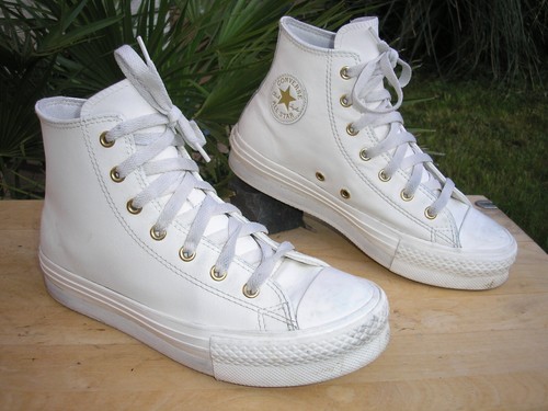 Originali Converse Chucks sneaker HI numero 37 beige chiaro vera pelle plateau!!!