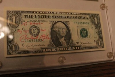 2 - Autographed $1 Notes - One Near Radar and One Error Note signed by Fred Bart - Image 1 of 4