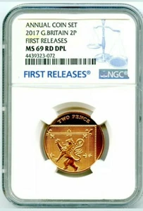 2017 GREAT BRITAIN 2P NGC MS69 DPL DEEP PROOF FIRST RELEASES TOP POP REGISTRY - Picture 1 of 2