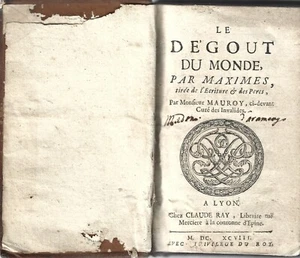 Mauroy - Le Degout du Monde I Edz. 1698 Chez Ray Lyon - Religion Philosophy - Picture 1 of 4