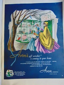1950 AVON'S Regalo di Natale Finestra che arriva a casa pubblicità stampa artistica vintage - Foto 1 di 1
