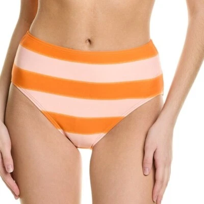 Pantalones de bikini Kate Spade naranja soda rayas cintura alta talla M nuevos con etiquetas Foto 1 de 4