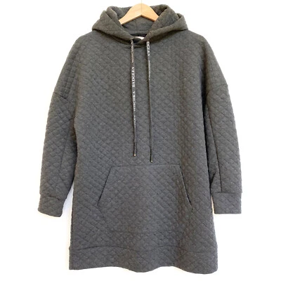 Badgley Mischka Womens Quilted Hoodie Sweatshirt Dress Size S Athleisure Gray - Image 1 of 4