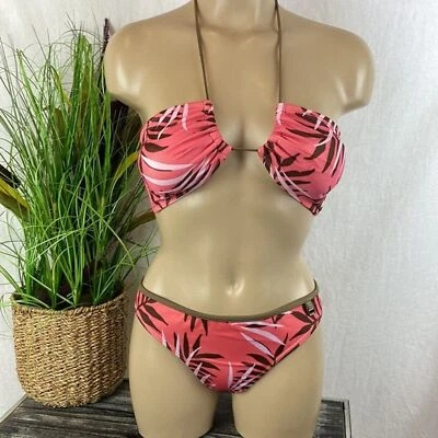 Conjunto de traje de baño bikini floral rosa salmón Guess M Foto 1 de 4