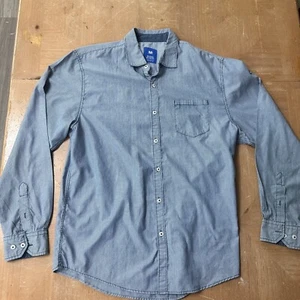 Michael Brandon Men's Sz L Button Up Long Sleeve Blue Stripe Shirt - Picture 1 of 16