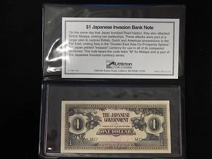 Billete de invasión de Japón de $1 con carpeta - Imagen 1 de 2