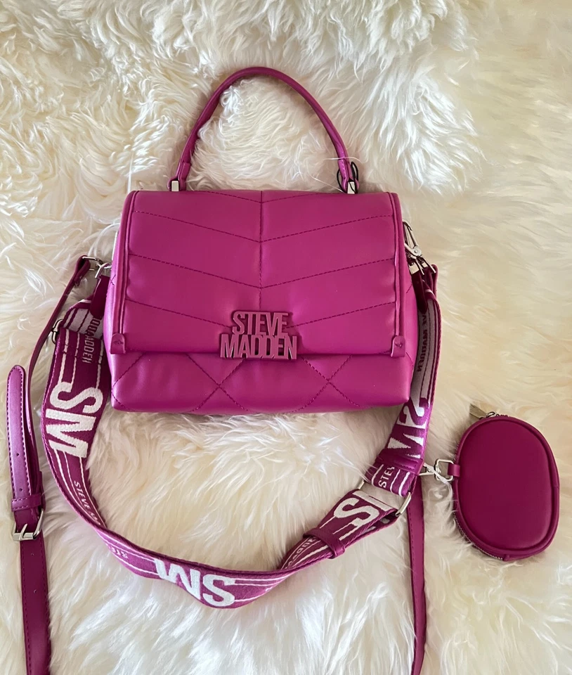 Steve Madden BZOLA Dark Fuschia Satchel Crossbody Bag w/ pouch NWT Viral - Image 1 of 1