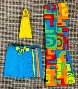 Vtg 1970 Mattel Ken #1435 Shore Lines ~ Multicolor Pants, Shorts & 1 Yellow Fin - Picture 1 of 8