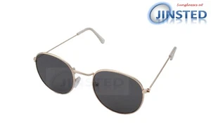 Gafas de sol redondas teñidas negras para adultos tonos círculo dorado marco redondo UV400 ACI011 - Imagen 1 de 3