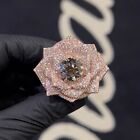4.00Ct Round Cut Real Moissanite Rose Cluster Flower Ring 14K Rose Gold Plated
