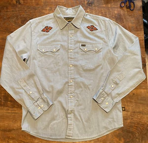 Camisa para hombre Howler Bros azul perla manga larga talla S atención a la llamada bordada - Imagen 1 de 7
