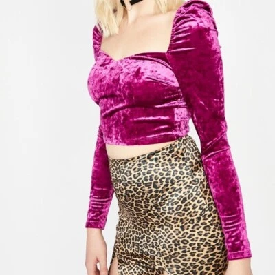 Top corto de terciopelo de manga larga Wildcat pequeño $70  Foto 1 de 4