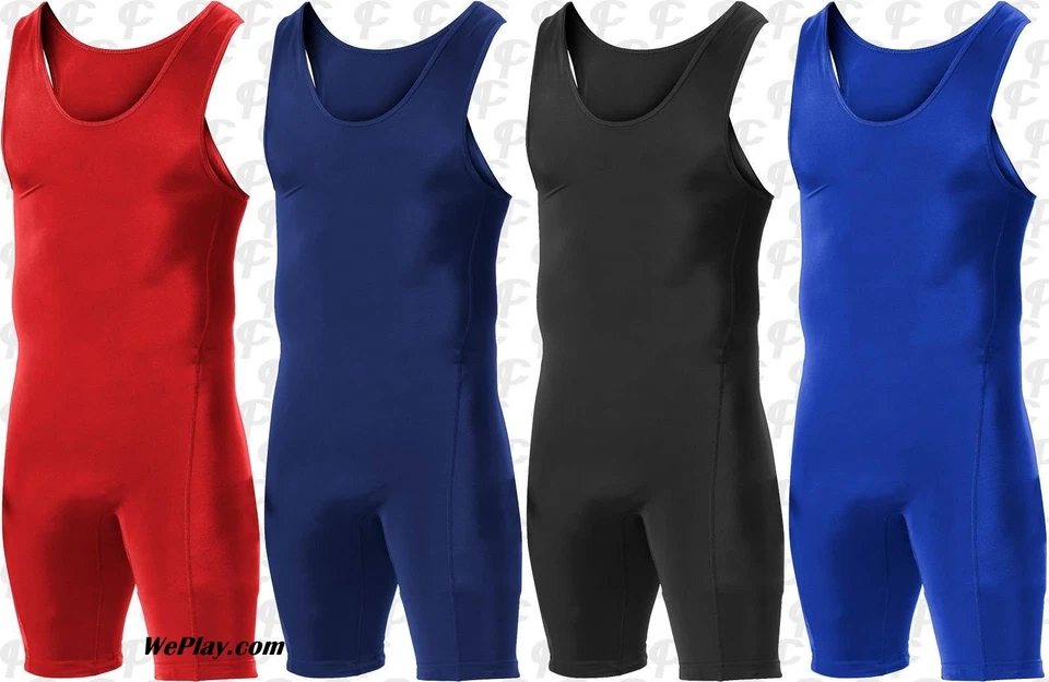 ALLESON ATHLETIC Alleson Heavyweight Youth Boys Wrestling Singlet Red Navy Royal Black 250W1Y