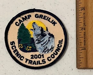 2001 Camp Greilick Scenic Trails Council Pfadfinder Aufnäher Michigan Wolf - Bild 1 von 2