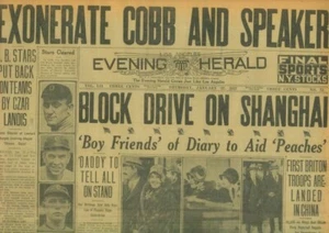 1927 TY COBB & TRIS SPEAKER CLEARED OF BASEBALL MATCH FIXING 1919 WORLD SERIES - Picture 1 of 3