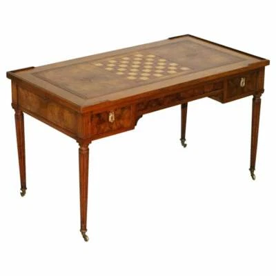 RESTORED LOUIS XVI  18TH CENTURY ROSEWOOD WALNUT LEATHER TRIC TRAC GAMES TABLE - Image 1 of 4