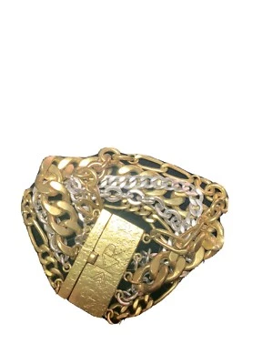 Brazalete Silpada latón y plata eslabón multi cadena resistente lujo KR 7" Foto 1 de 2