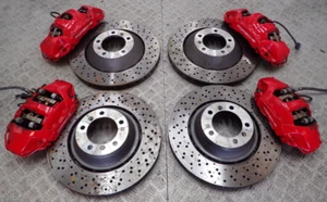 Porsche 981 CAYMAN GT4 Red Brembo BRAKE CALIPERS ROTORS SET OEM - Picture 1 of 11