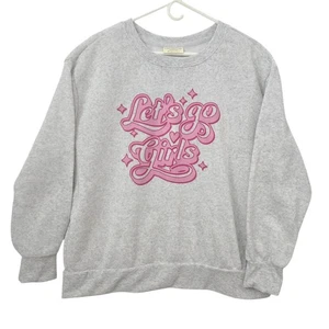 NEW Gray 2X Bobbie Brooks Crewneck Sweatshirt Let's Go Girls Plus Size Warm Cozy - Picture 1 of 9