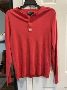 Vintage Polo Ralph Lauren Outfitters Henley Hemd Herren Large Rot Langarm - Bild 1 von 8