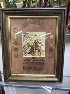 "The American Indian" Holz gerahmt Indian Head Pennies 10 Münzen Set Wandhalterung - Bild 1 von 4