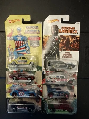 HOT WHEELS 2016 WALMART EXCLUSIVE MARVEL CAPTAIN AMERICA SET OF 8 SEALED - Image 1 of 4