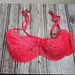Victoria’s Secret red Very sexy line lacey push up bra no padding womens 36D - Picture 1 of 7