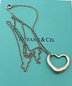 COLLAR COLGANTE CORAZÓN ABIERTO TIFFANY & CO. PLATA ESTERLINA 925 ELSA PERETTI - 18" - Imagen 1 de 7