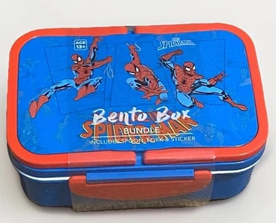 Caja de almuerzo Spider-Man Bento superhéroe tenedor fácil de abrir cuchara incluida azul rojo Foto 1 de 4