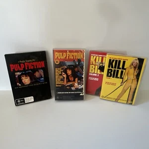 Pulp Fiction VHS + DVD Set. + Kill Bill Vol 1 & 2 DVD Tarantino - Picture 1 of 16