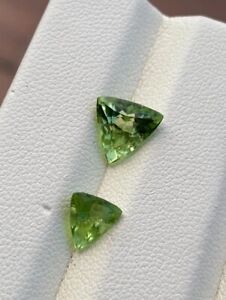3.05 Cts Natural Peridot Trillion shape Loose Gemstones 2 pcs