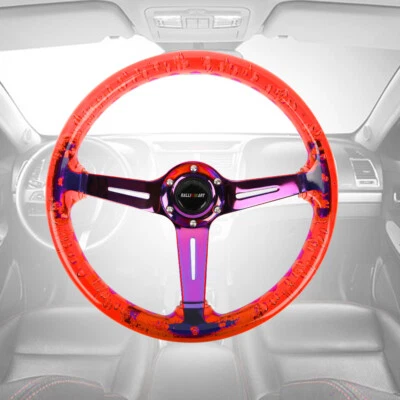 RALLIART 6-Hole 35cm Deep Dish VIP Clear Crystal Bubble Neo Spoke Steering Wheel - Image 1 of 4