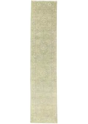 Handmade Distressed Floral Transitional Runner Rug Oriental Carpet 2'7X11'9 ft - Image 1 of 4