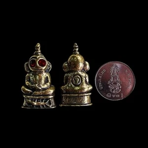 OLD BRASS RED EYE NGANG YANT STATUE GAMBLING LUCK RICH TALISMAN THAI AMULET - Picture 1 of 3