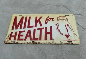 Antikes Original Milch für die Gesundheit geprägtes grünes Rückenschild NOS mit Papier 1930’s - Bild 1 von 4