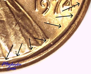 1974 Lincoln Memorial Cent - Abnormal Clash Obverse - Rare Error Coin - Picture 1 of 4